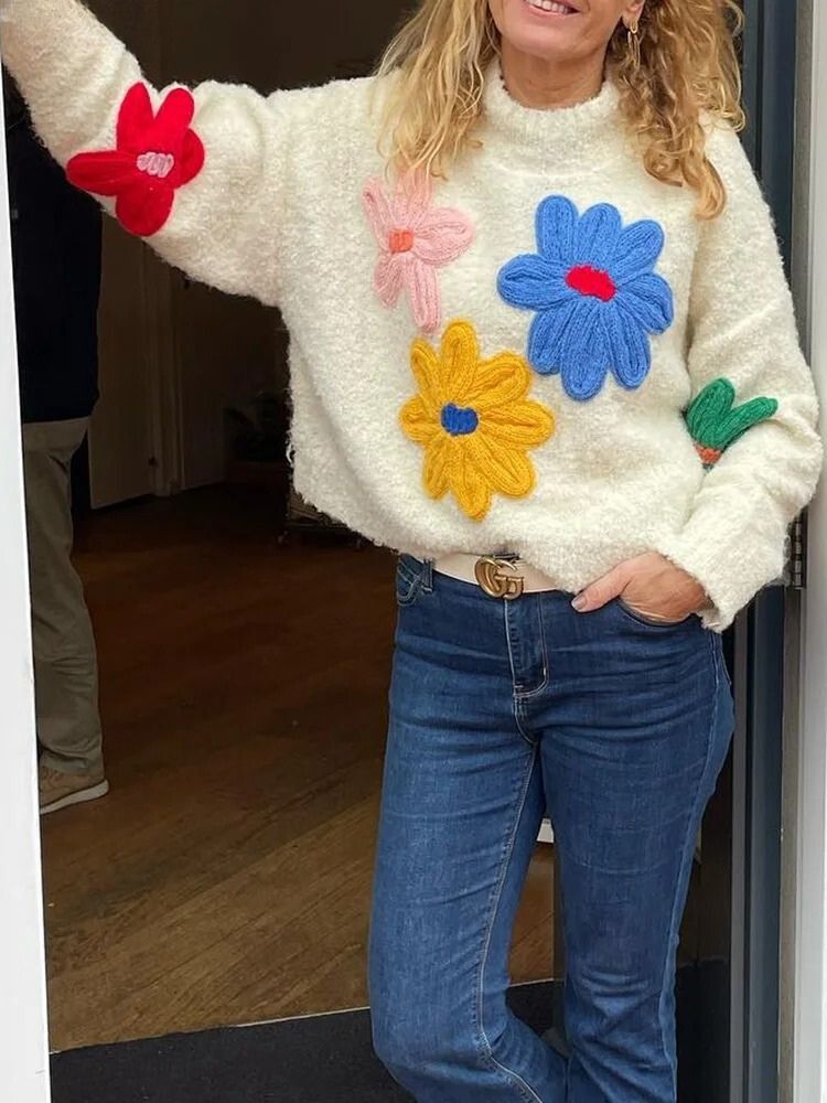 Paula - Women's Floral Knit Sweater