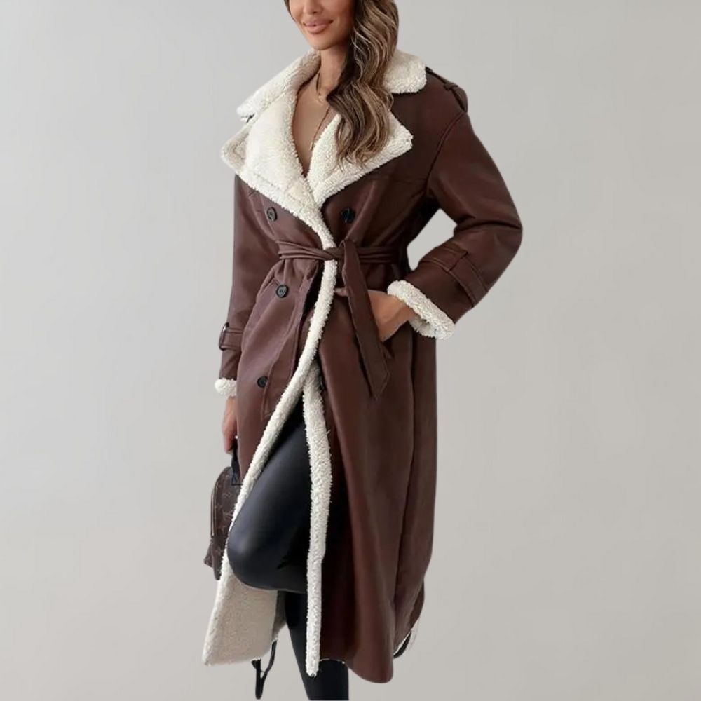 Sienna - Women's Long Faux Shearling Coat Elegant and Cozy for Cold Weather