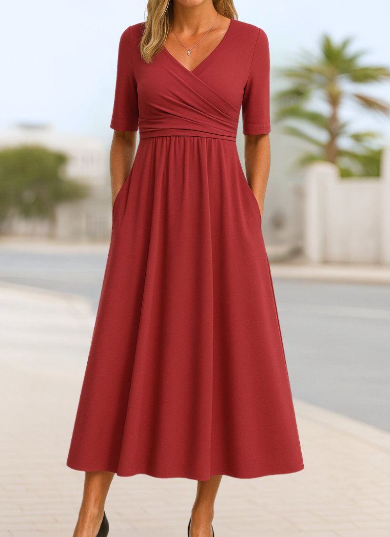 Women's Crossover Dress with Defined Waist
