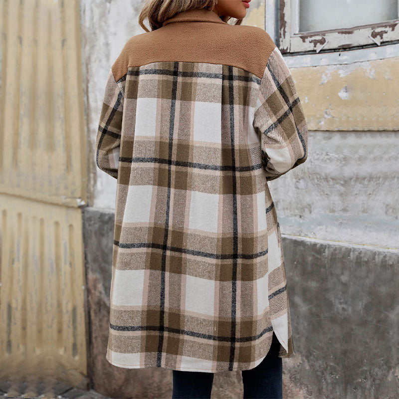 Natasha - Women's Plaid Button-Up Jacket