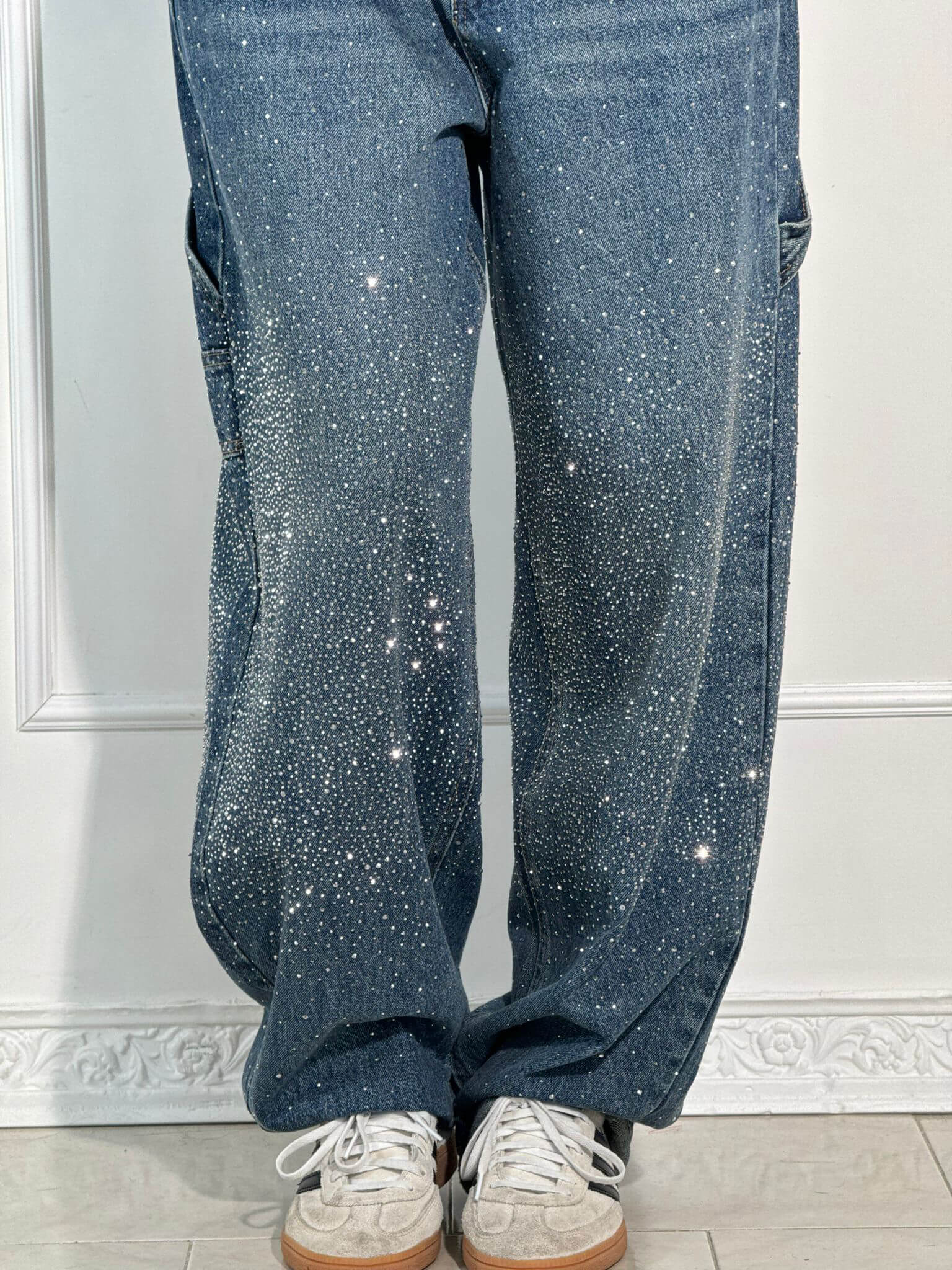 Rafaela - Women's Diamond Jeans with Balloon Fit and Sparkling Details