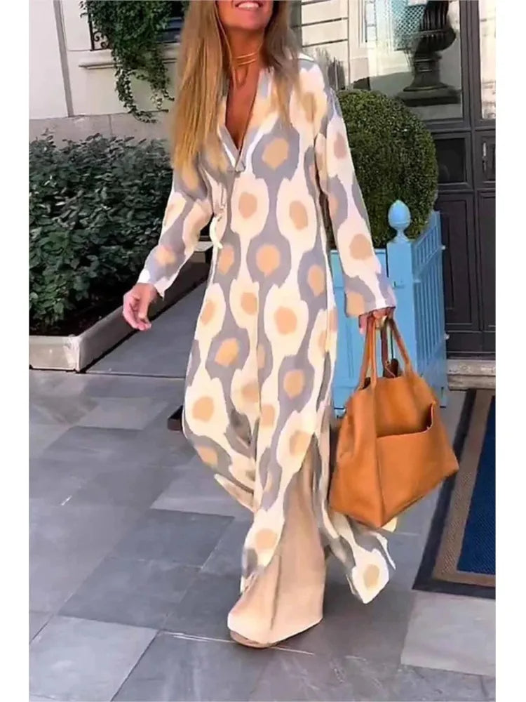 Eleanor - Women's Long Sleeve Maxi Boho Dress
