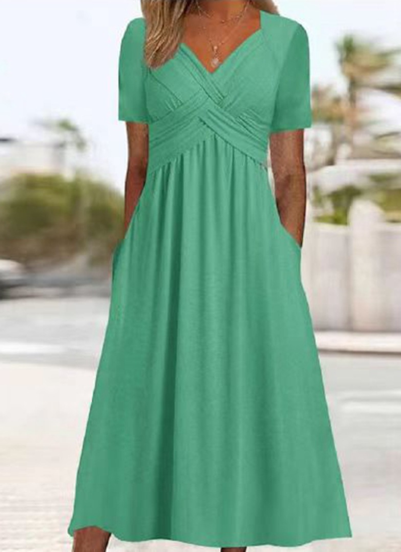 Women's Crossover Dress with Defined Waist