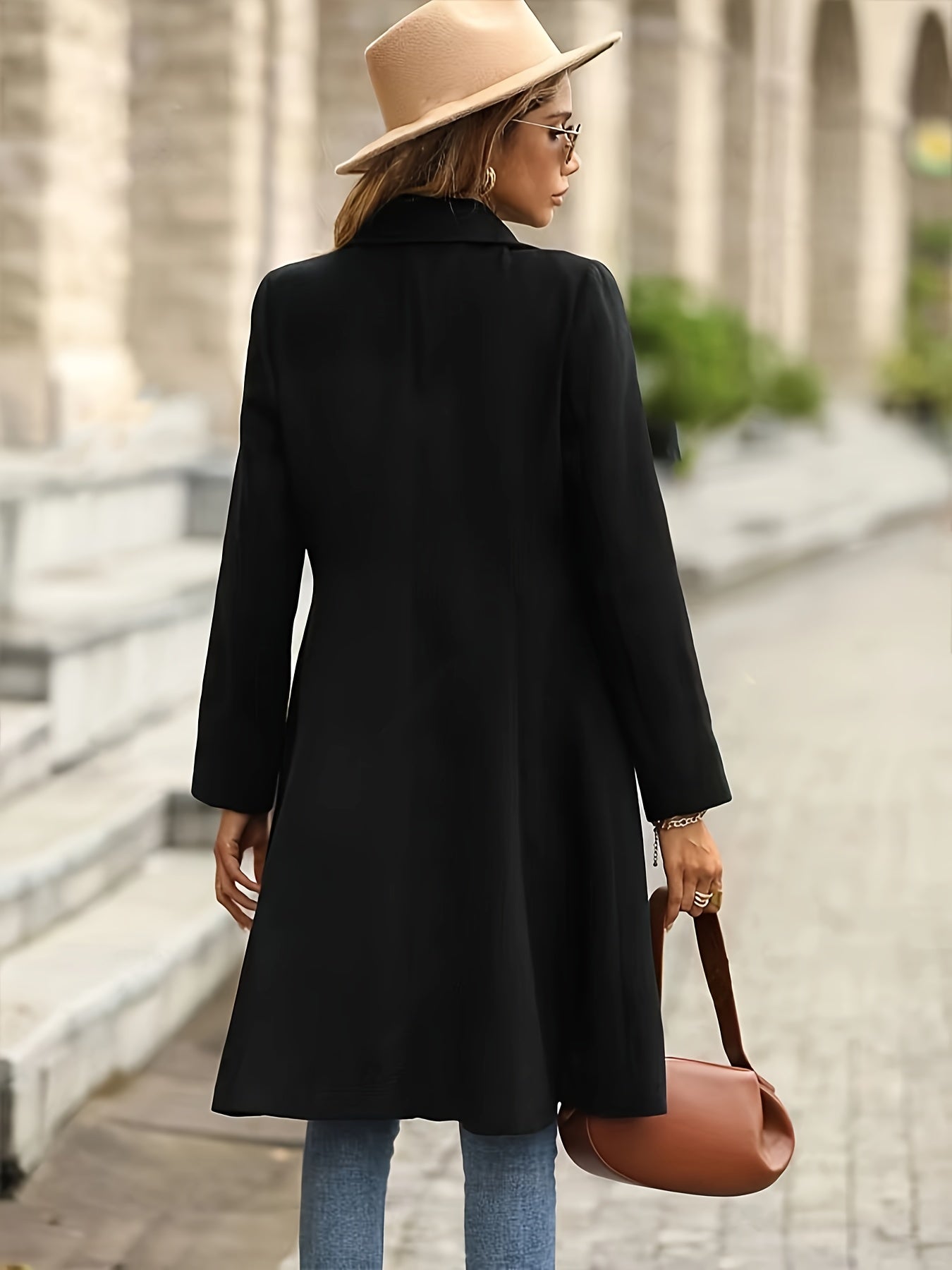 Sadie - Manteau évasé noir pour femme