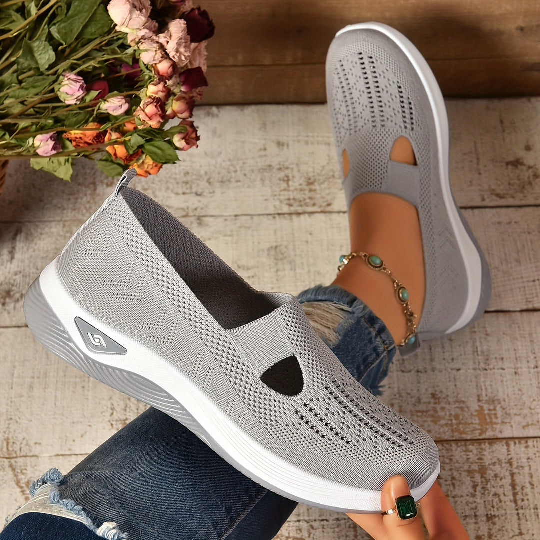 Women's knit slip-on trainers in grey