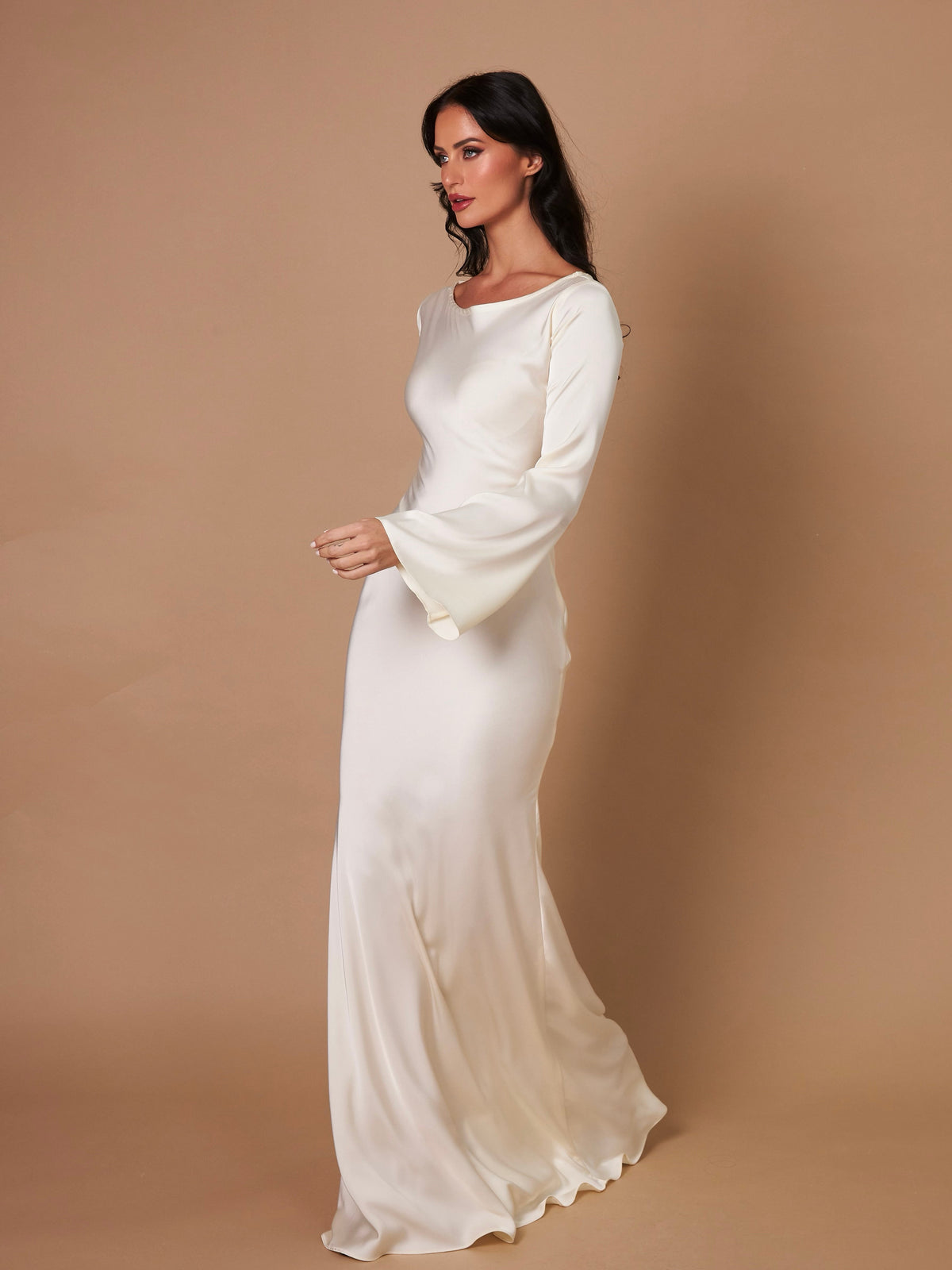 Women's Satin Bodycon Maxi Dress Cowl Neck
