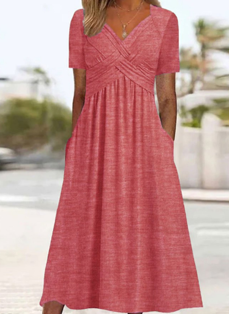 Women's Crossover Dress with Defined Waist