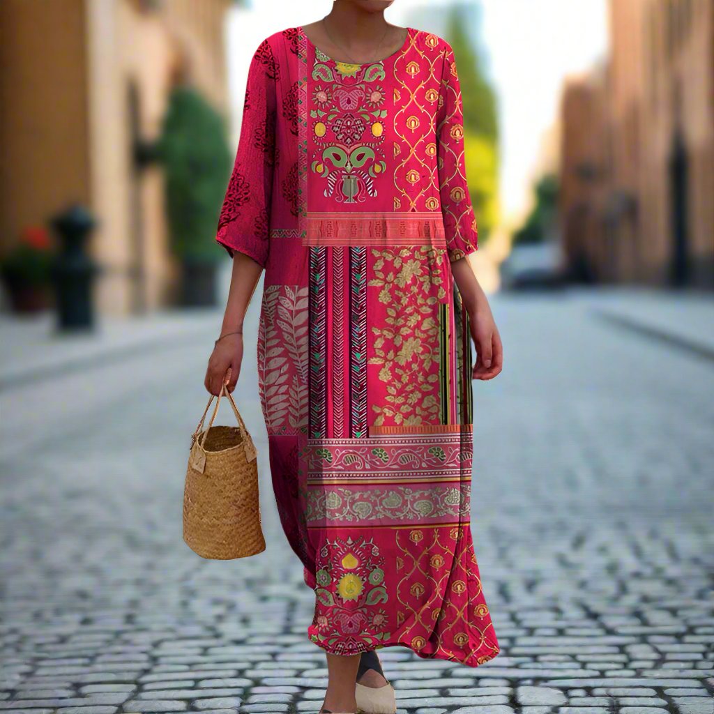 Abby - Women's Flowy Ethnic Maxi Dress (Plus Size Available) - photo 3