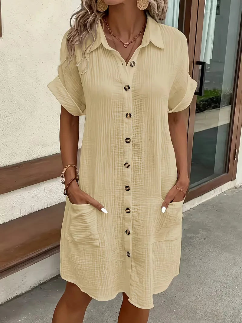 Abito chemisier midi da donna dalla vestibilità comoda