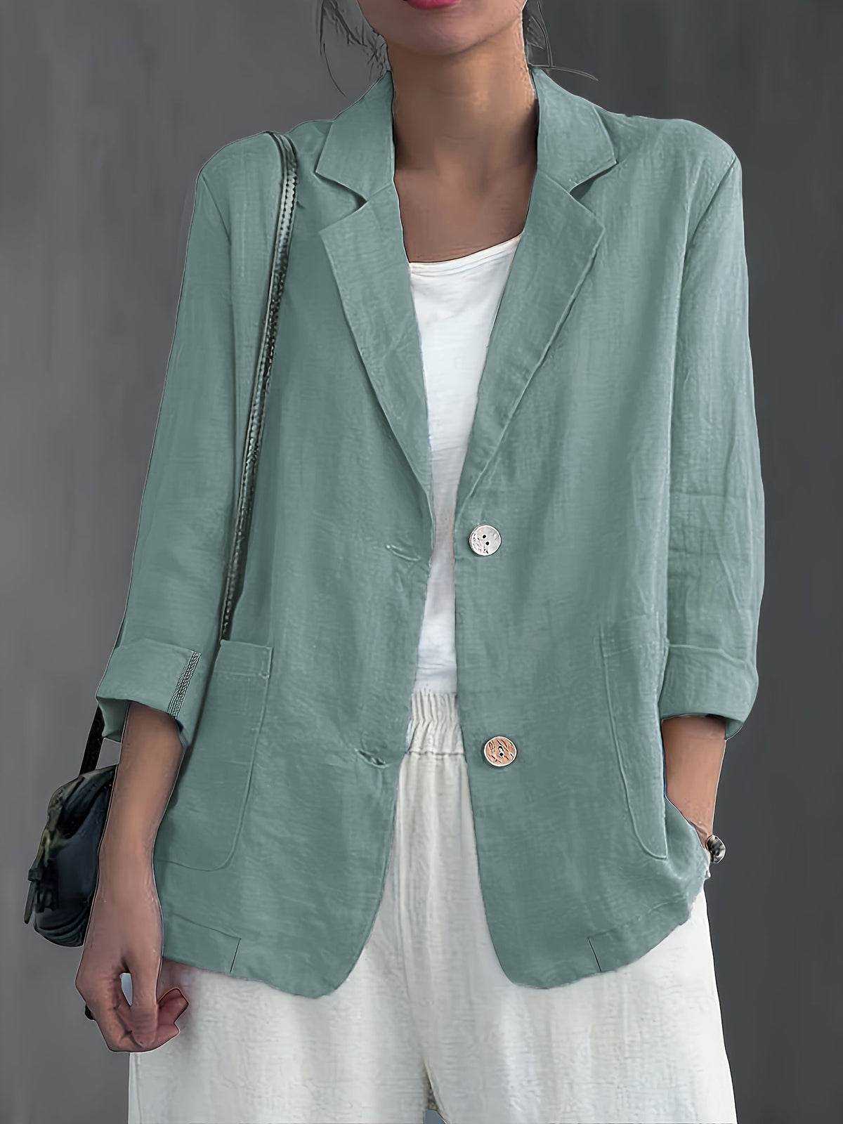Women's Two-Button Blazer with Roll-Up Sleeves