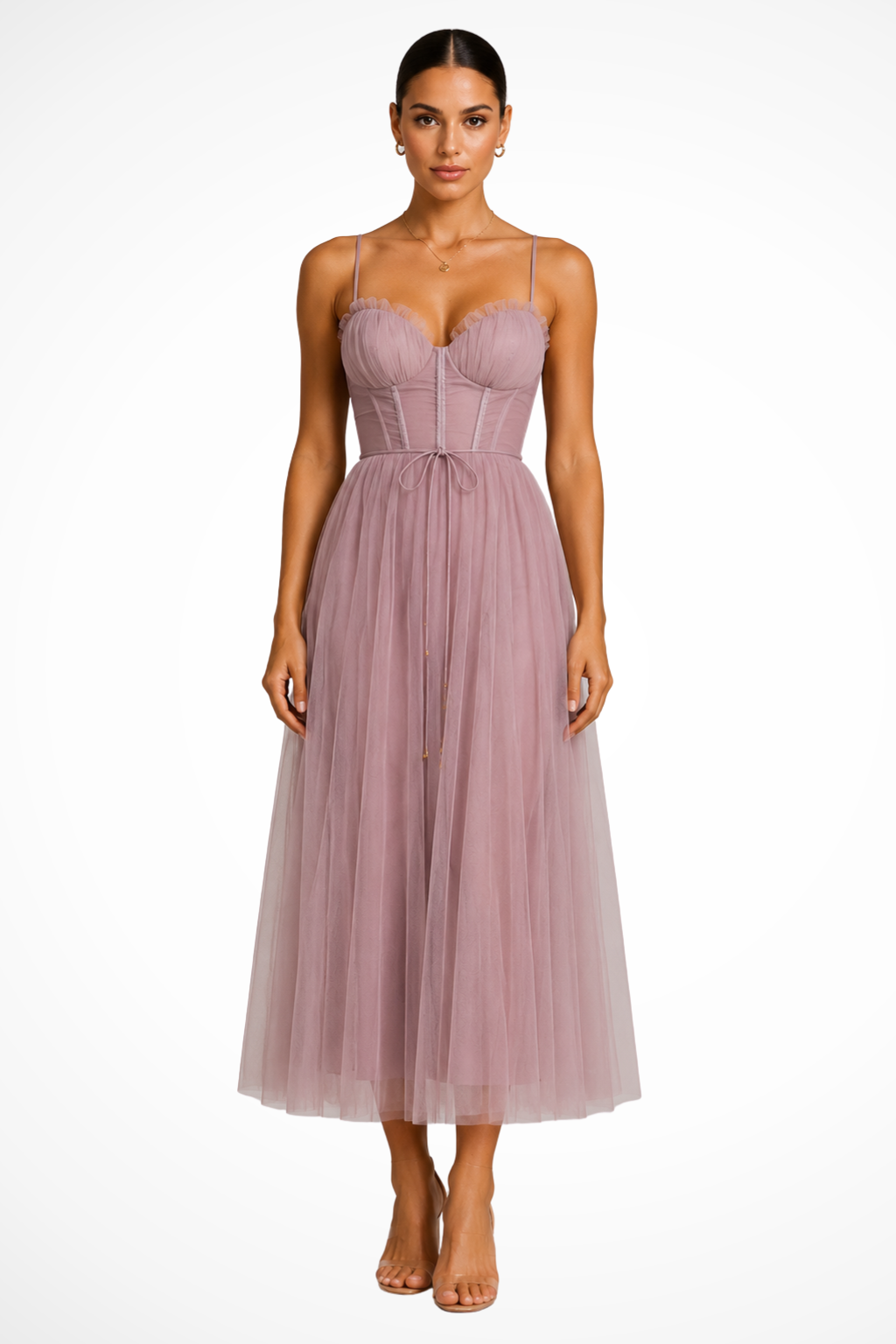 Abito midi in tulle da donna dalla vestibilità morbida per tutti i giorni