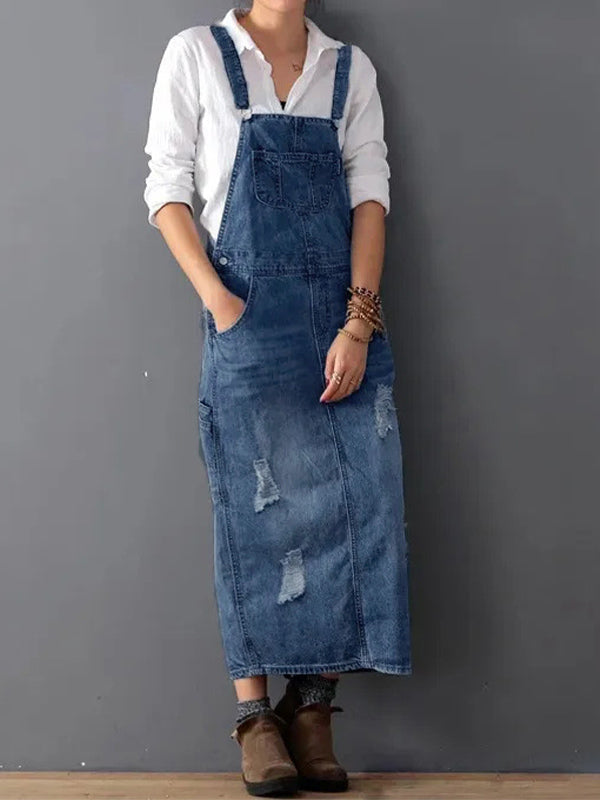 Coralynn - Women's Denim Overall Dress Relaxed Fit Cotton