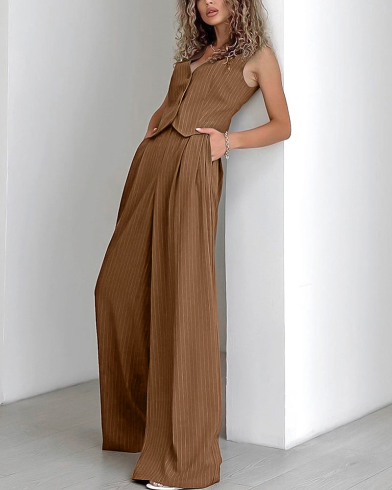 Grace - Women's Pinstriped Vest and Trousers Set