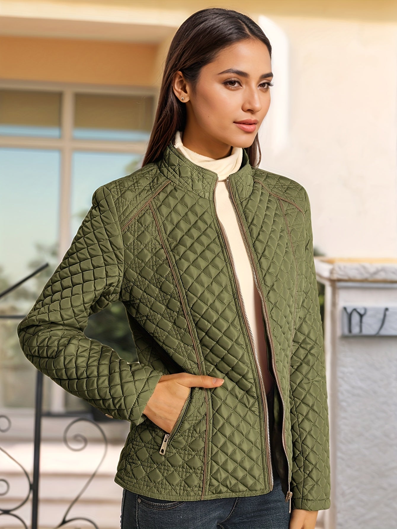 Linnea - Women's Quilted Jacket with Contrast Stitching