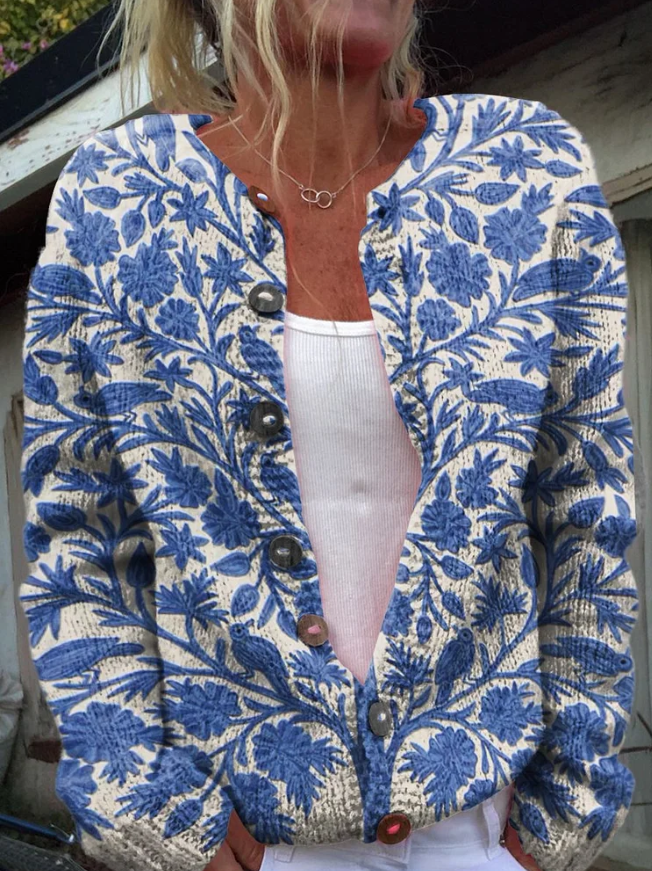 Quin - Women's Floral Knit Cardigan