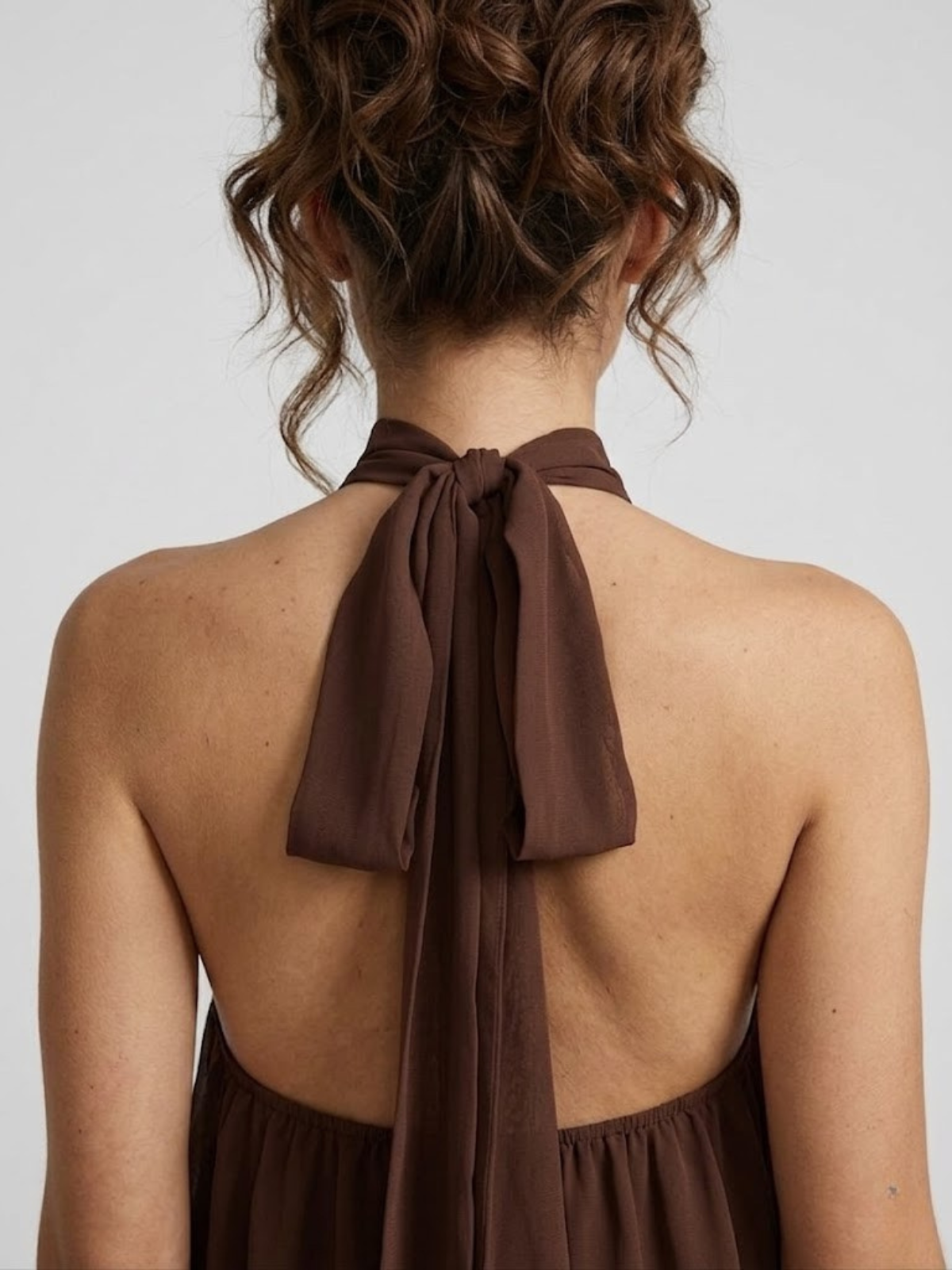 Cleo - Vestido de fiesta con volantes y cuello halter para mujer