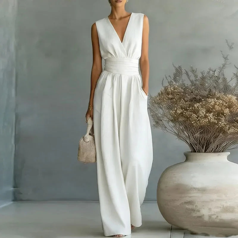 Aurore | Dames Jumpsuit Zomer Elegant Wrap V-hals Wide-Leg