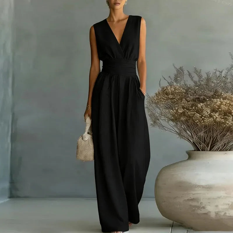 Aurore | Dames Jumpsuit Zomer Elegant Wrap V-hals Wide-Leg