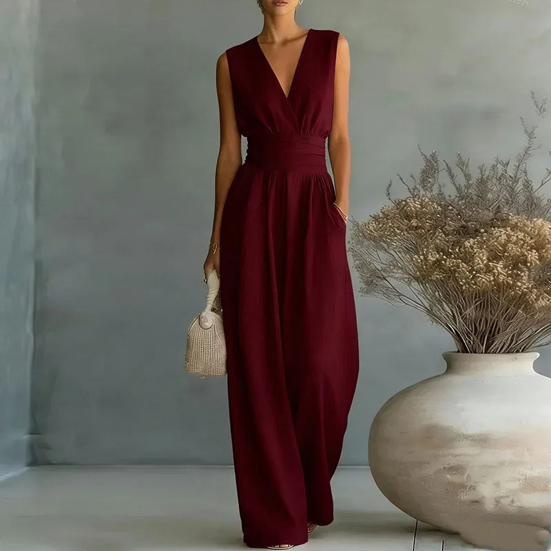 Aurore | Dames Jumpsuit Zomer Elegant Wrap V-hals Wide-Leg