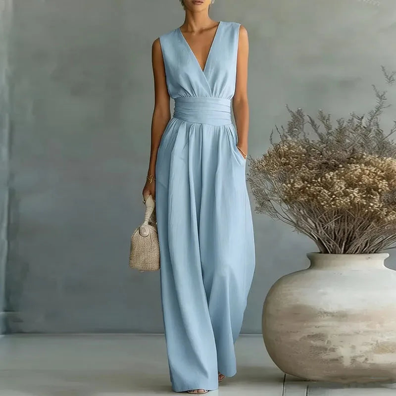 Aurore | Dames Jumpsuit Zomer Elegant Wrap V-hals Wide-Leg