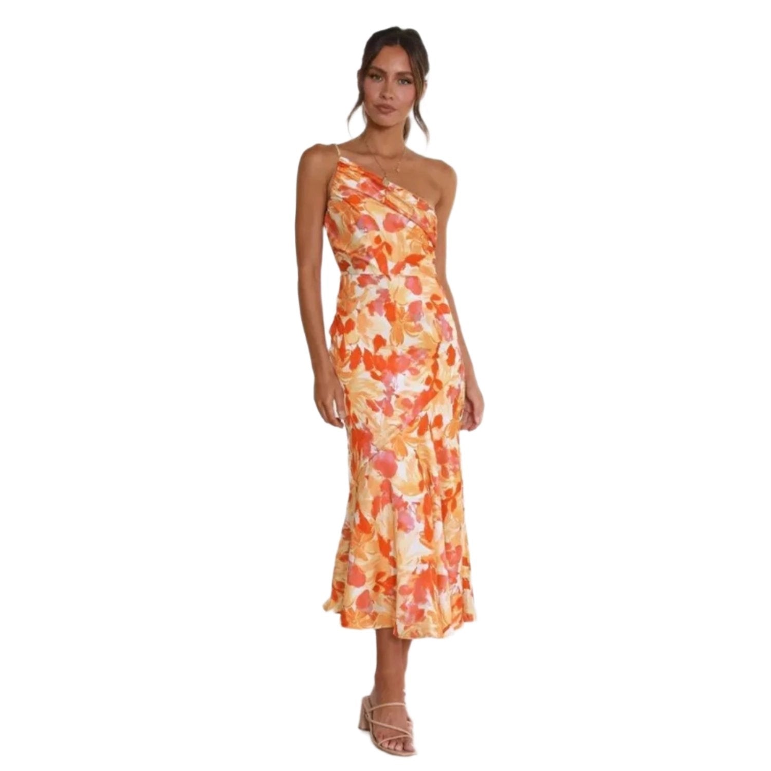 Maira - Women's Floral One Shoulder Asymmetrical Maxi Dress