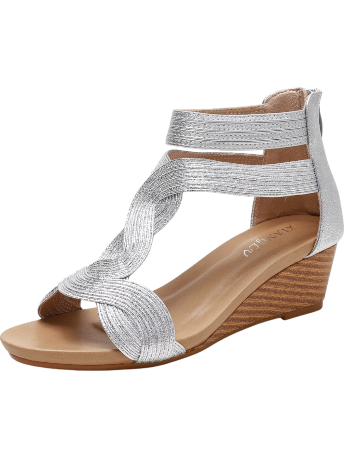 Victoria - Women's Wedge Back Zipper Sandals