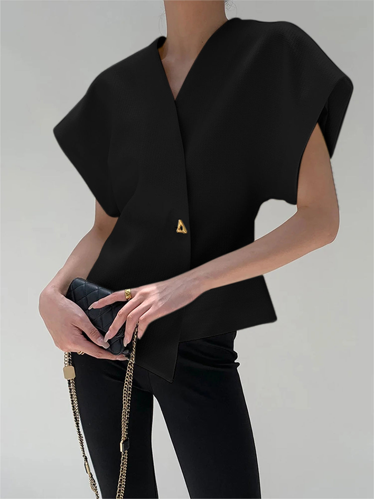 Callie - Women's V-Neck Button Blouse