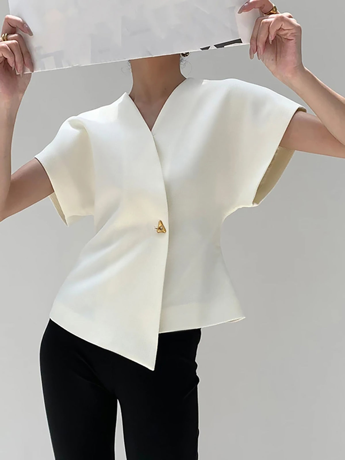 Callie - Women's V-Neck Button Blouse