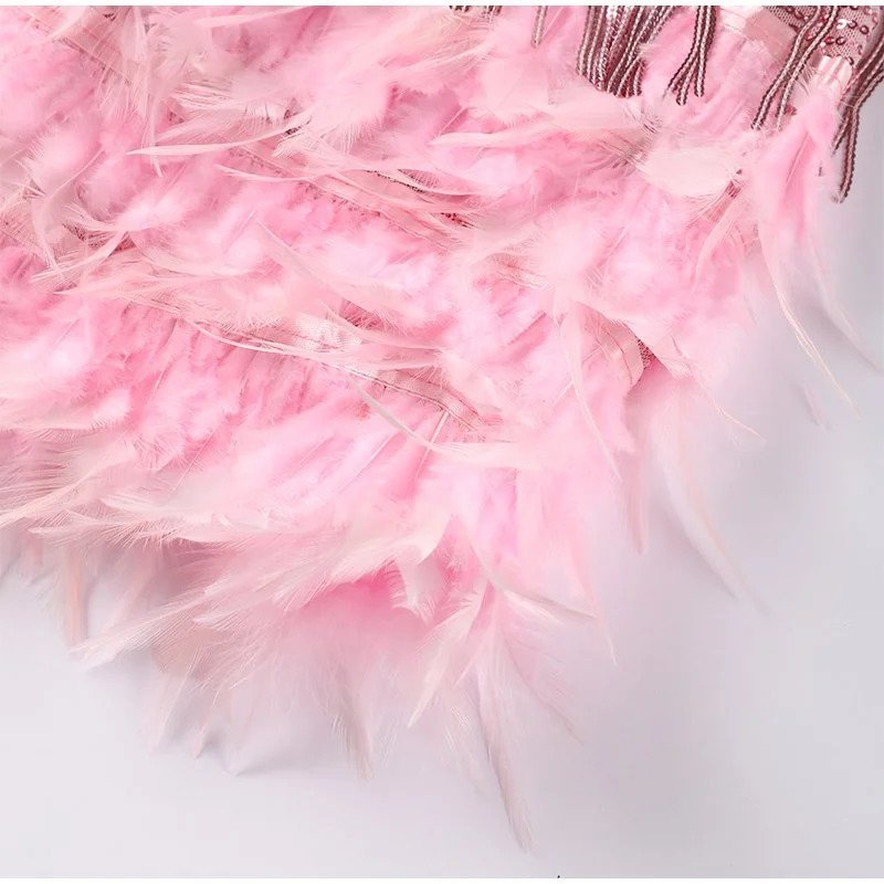 Women's Feather Mini Dress with Flattering Fit