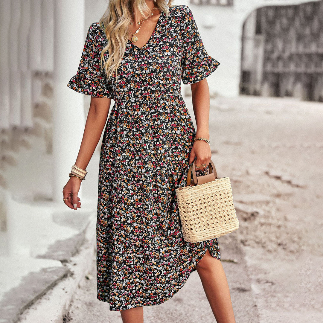 Magnolia - Women's Boho Floral Midi Dress