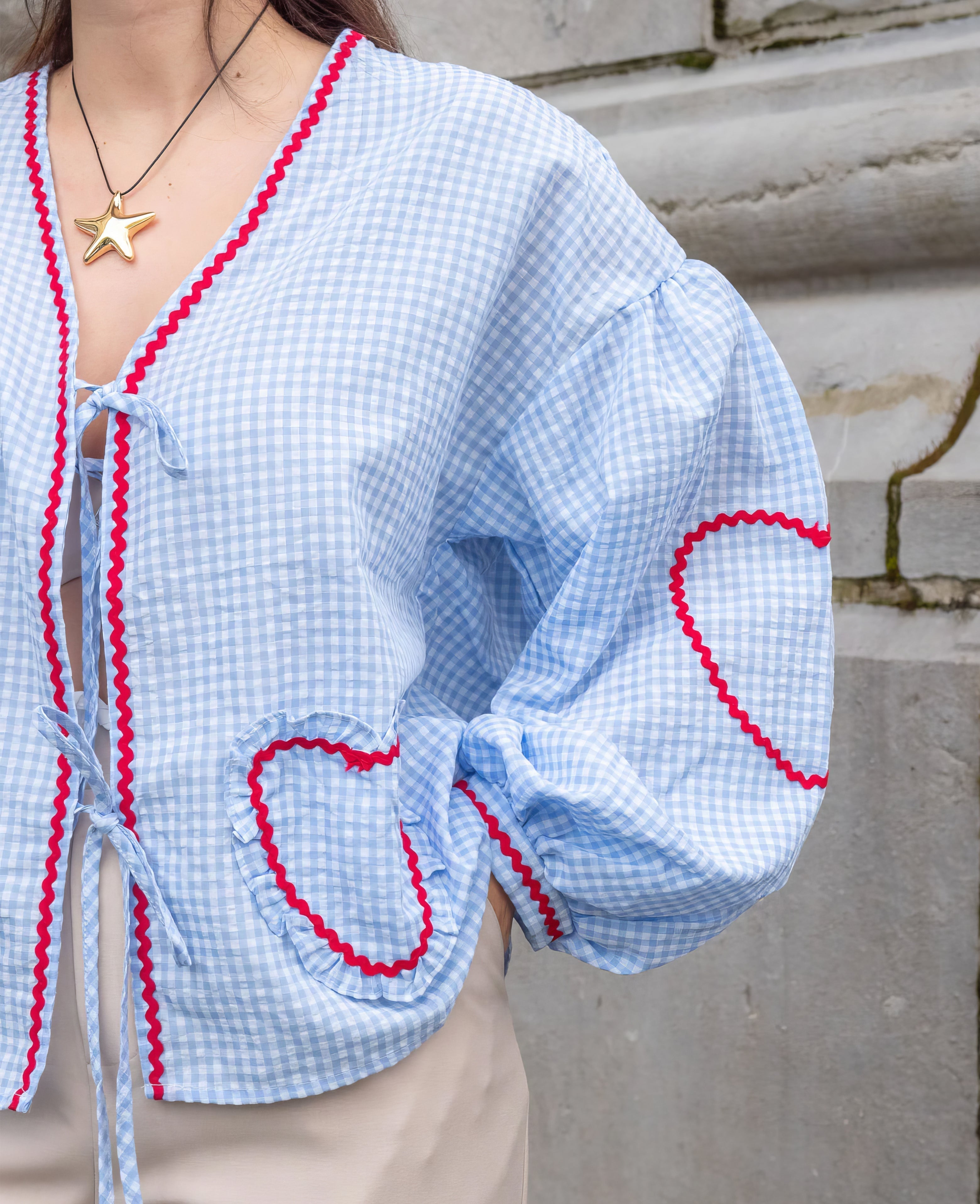 Fenna - Women's Heart Embroidered Cotton Blouse Romantic and Stylish