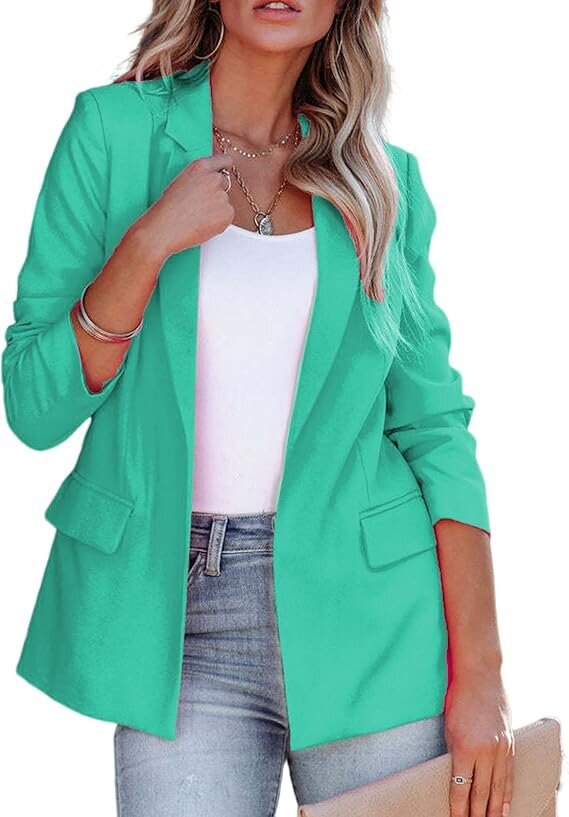 Svea - Women's Tailored Blazer with Lapel Collar – Green