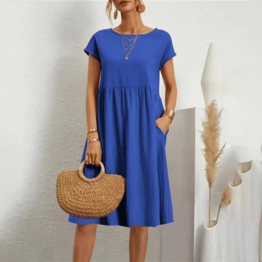 Women's Loose Midi Dress with Pockets