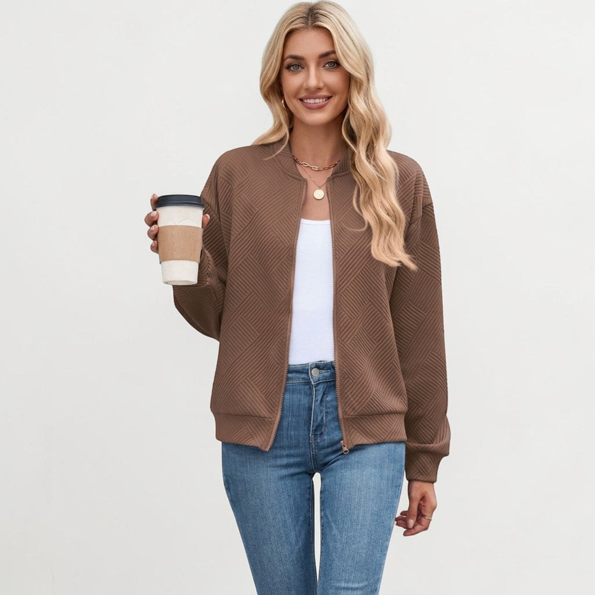 Dervla - Women's Bomber Jacket with Ribbed Trims