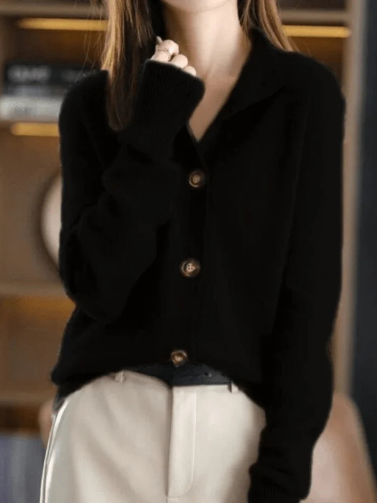 Women's Button Front Cardigan with Stand Collar