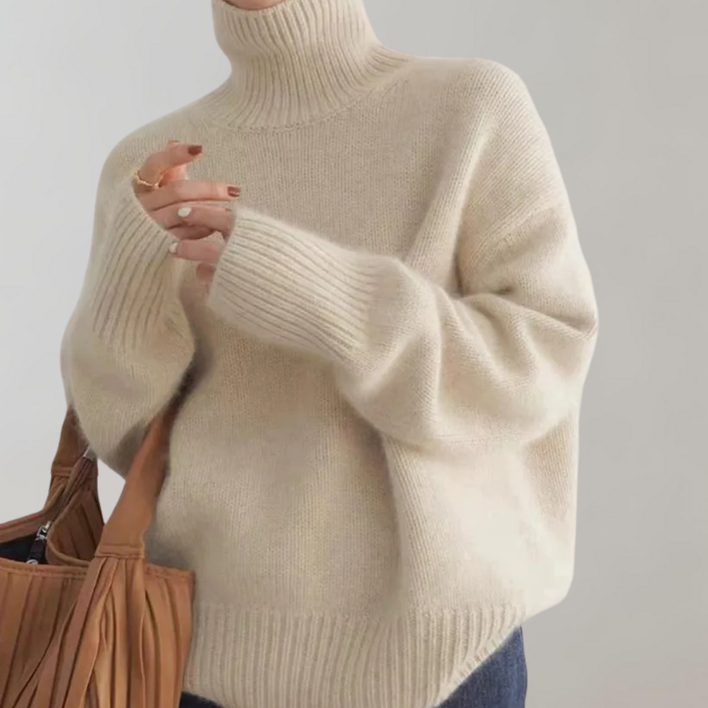 Raelie - Women's Oversized Minimalist Turtleneck Sweater