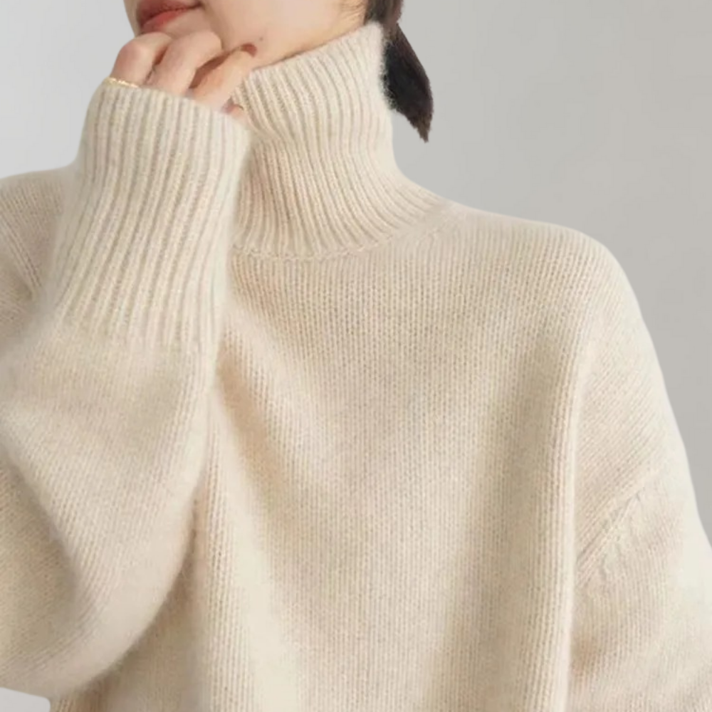 Raelie - Women's Oversized Minimalist Turtleneck Sweater