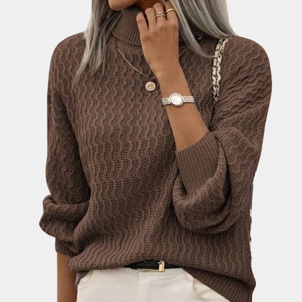 Clementine - Women's Wave Knit Sweater with Chic Textured Design