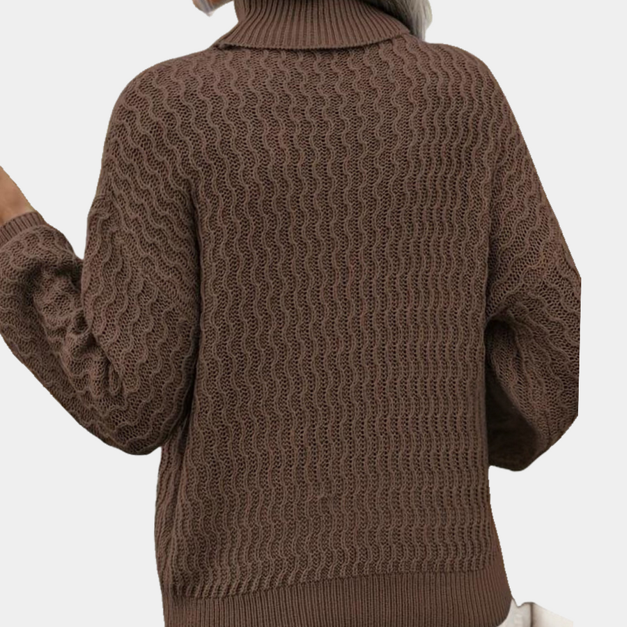 Clementine - Women's Wave Knit Sweater with Chic Textured Design