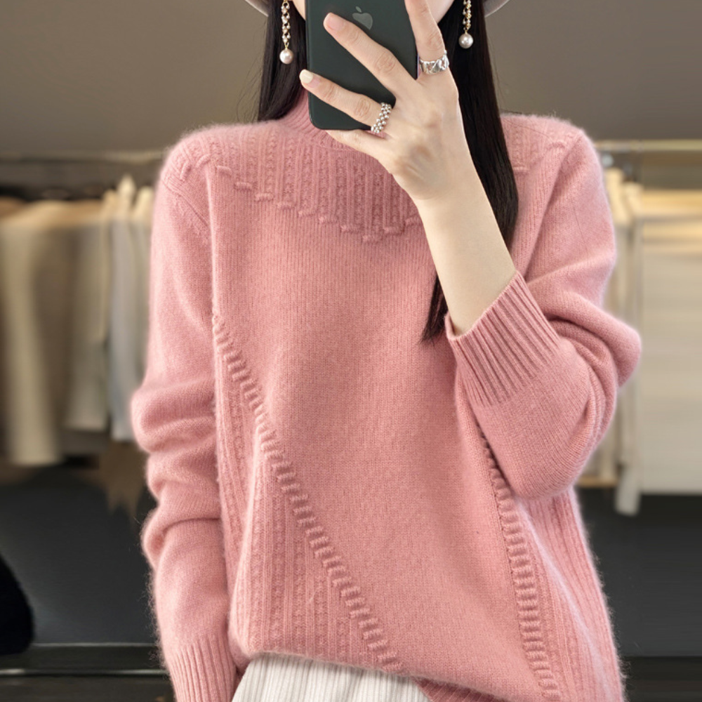 Syra - Women's Soft Knit Sweater with Diagonal Stitch