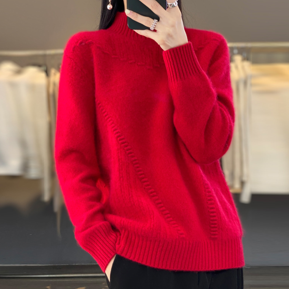 Syra - Women's Soft Knit Sweater with Diagonal Stitch