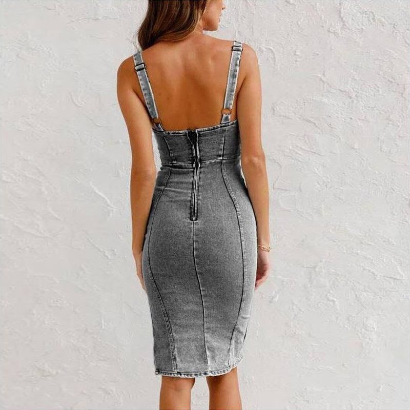 Davina - Women's Denim Midi Dress