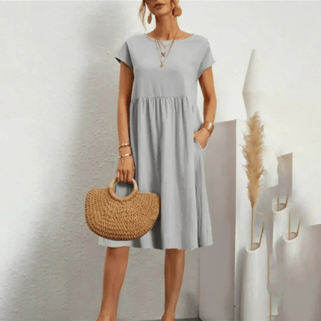Women's Loose Midi Dress with Pockets