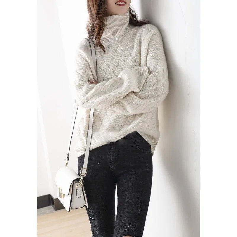 Maglione dolcevita in misto cashmere da donna