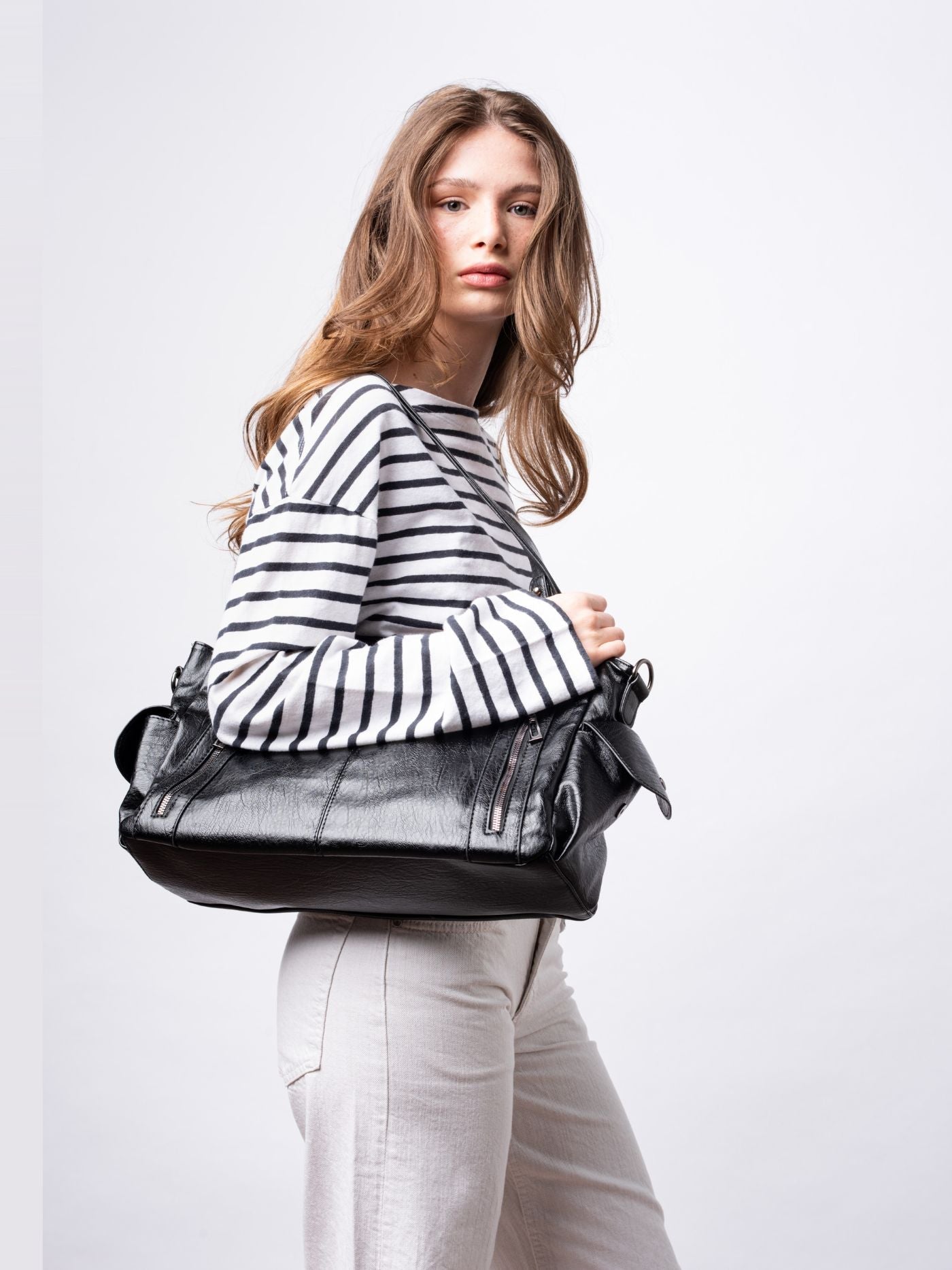 Eleganza quotidiana - Borsa tote in pelle nera