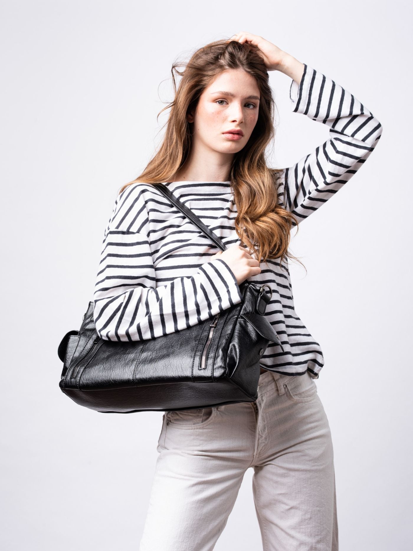 Eleganza quotidiana - Borsa tote in pelle nera