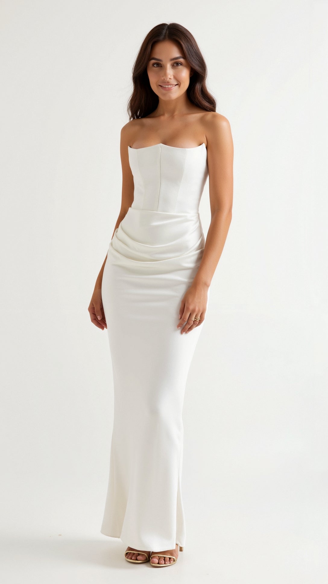 Fleur - Women's Elegant Wedding Guest Column Maxi Dress