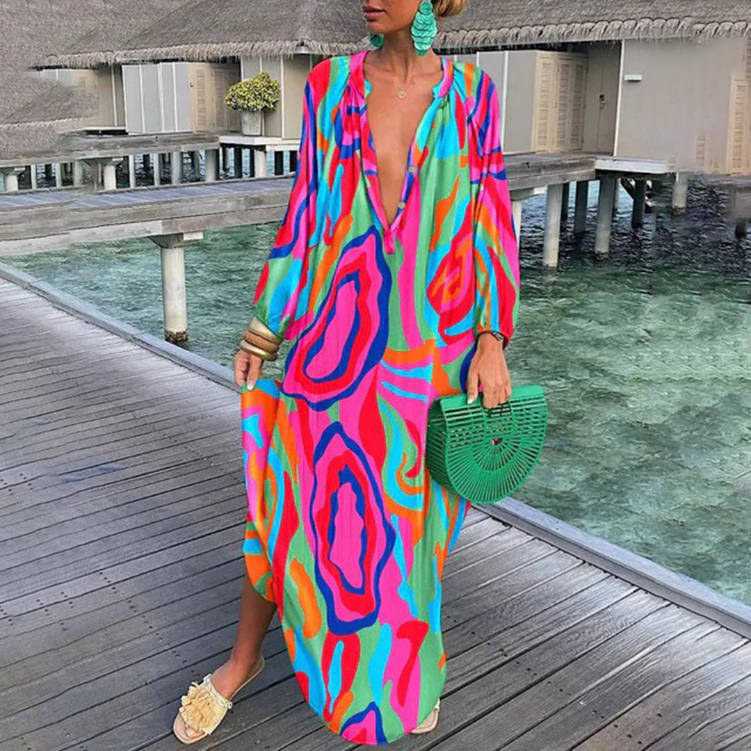 Clarice - Women's Boho Beach Kaftan Dress Flowing Chiffon Resort Wear