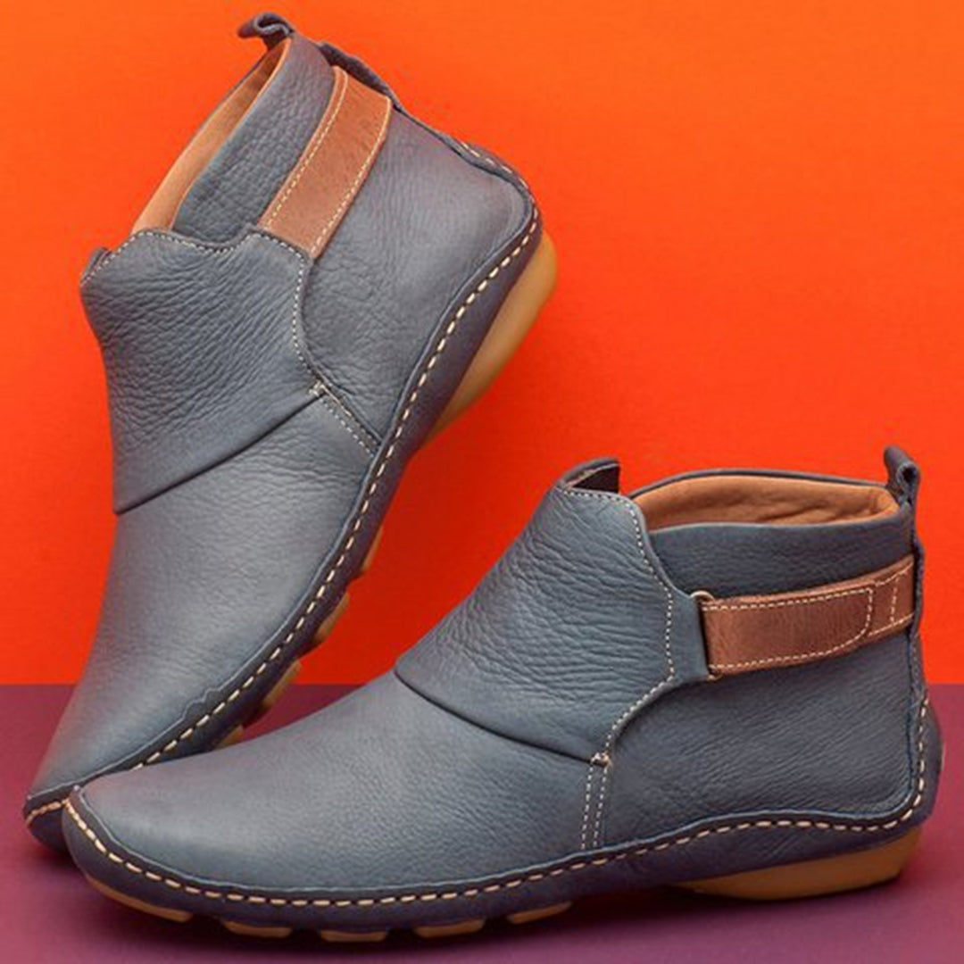 Jonquil - Women's Leather Ankle Boots with Side Strap