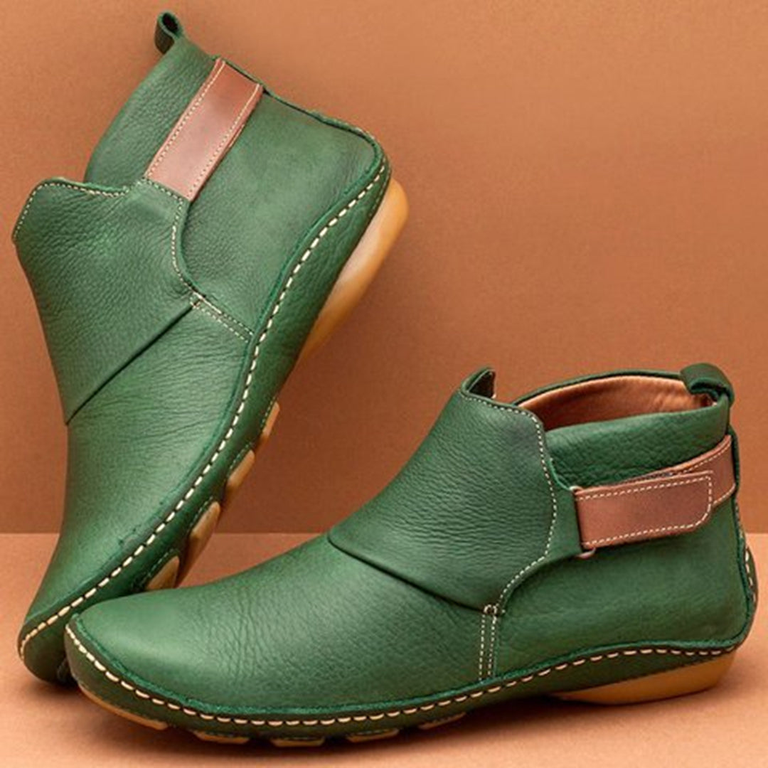 Jonquil - Women's Leather Ankle Boots with Side Strap